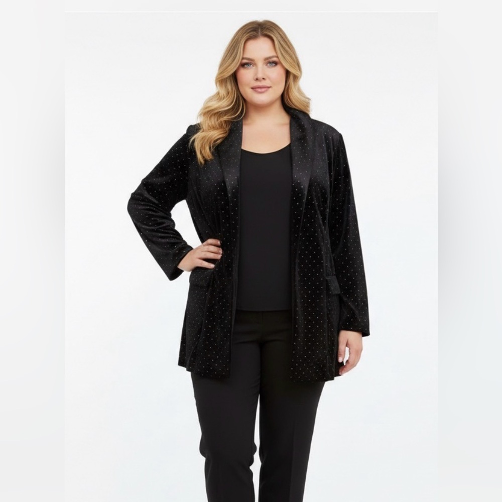 Meg & Margot Jacket Womens Size L Black Velvetโ Gold Elegant Sophisticated New